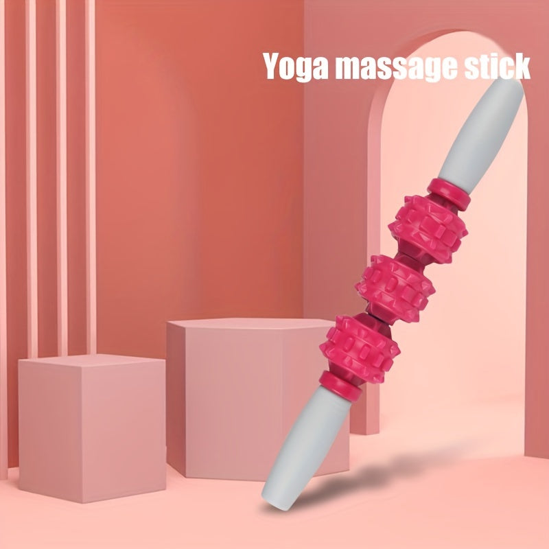 Yoga Massage Roller 3-Wheel Fitness Stick 33.5in