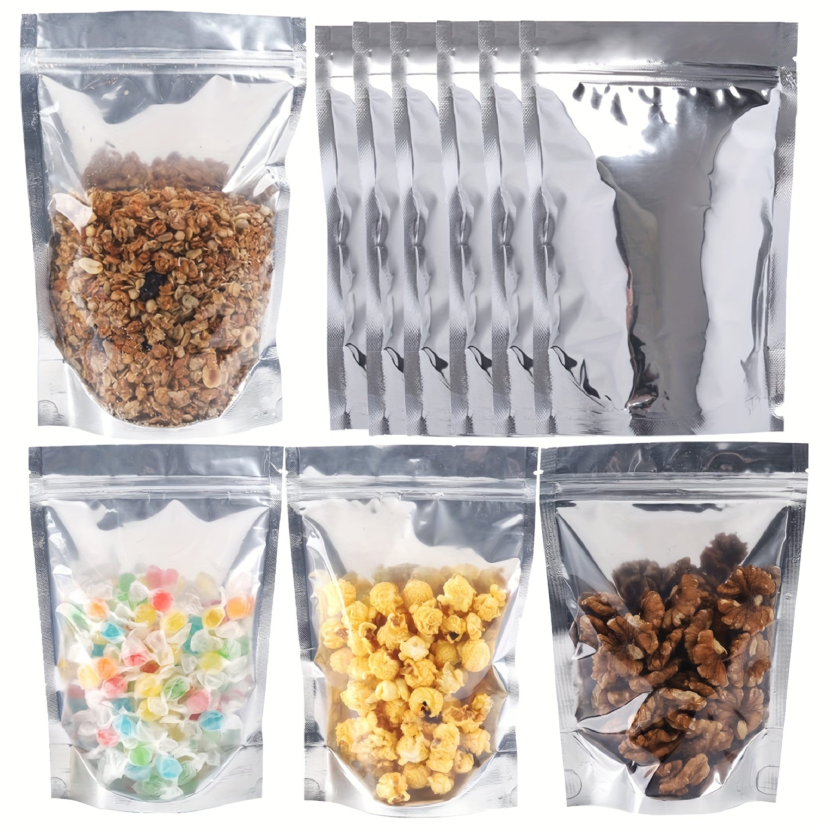 50 Resealable Mylar Bags Stand Up Pouch for Small Business