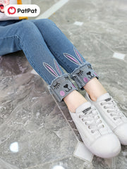 Boys Ripped Skinny Jeans Cat Design Tasseled Denim Pants