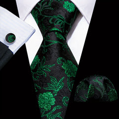 Barry Wang Men's Tie Floral Jacquard Set