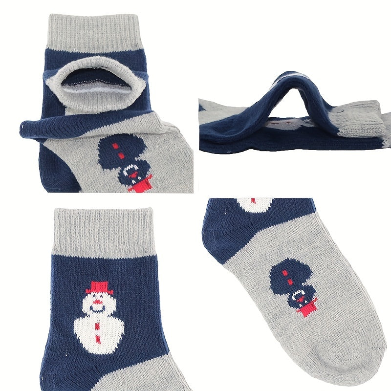 4 Pairs Snowman Print Socks Women's Christmas Crew Stockings