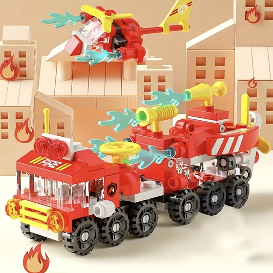 Fire Truck Bag Assembly Building Blocks Toy Model Gift