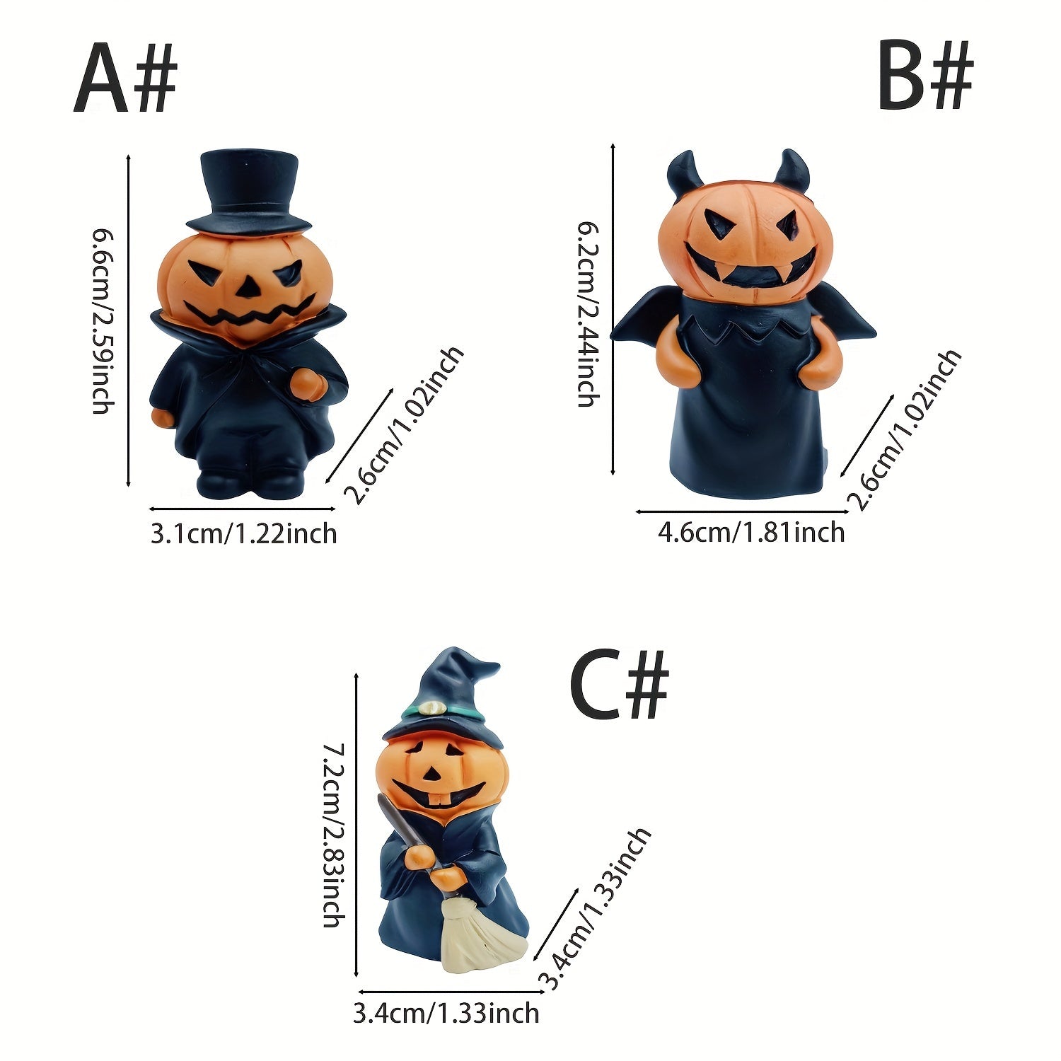 Halloween Pumpkin Figurines Set Resin Collectible Statuettes