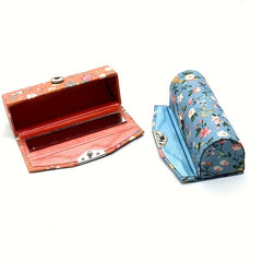 4 Pcs Floral Lipstick Case Holder with Mirror Cosmetic Travel Organizer Bag