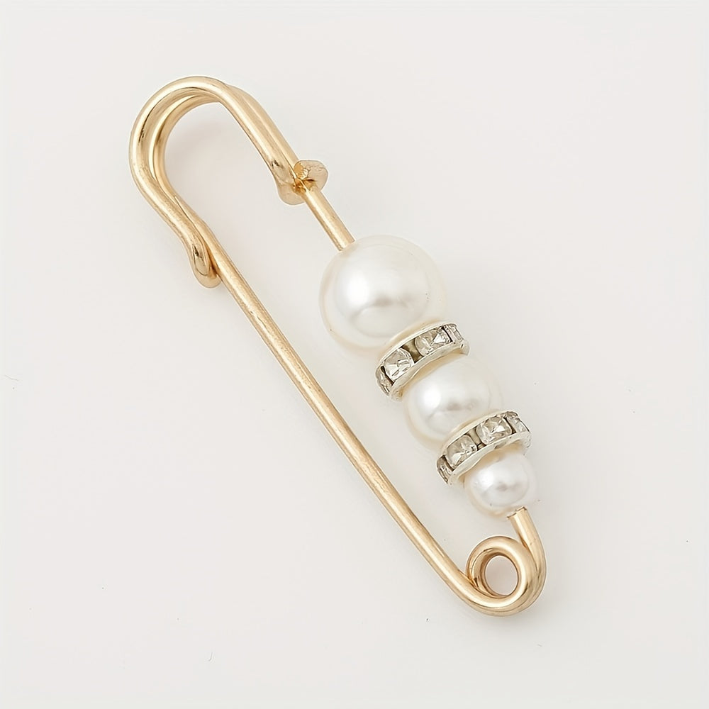 5pcs Pearl Decorated Scarf Pins Waist Safety Pins Brooches