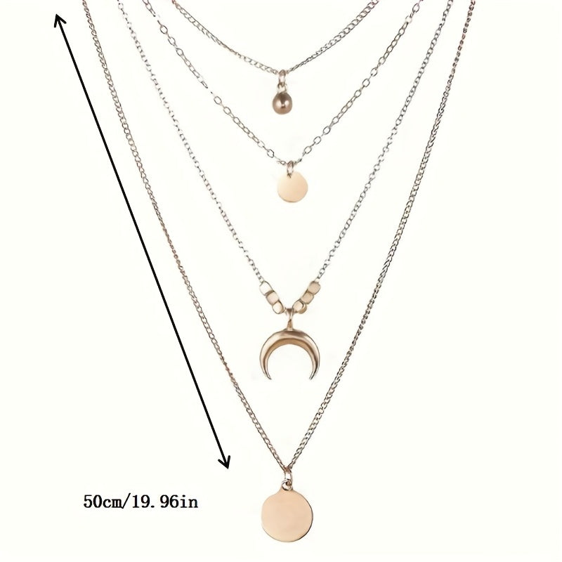 Bohemian Style Moon Golden Multilayer Necklace