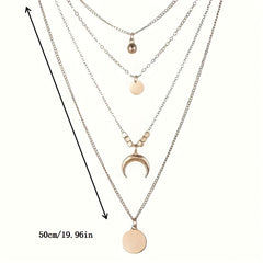 Bohemian Style Moon Golden Multilayer Necklace