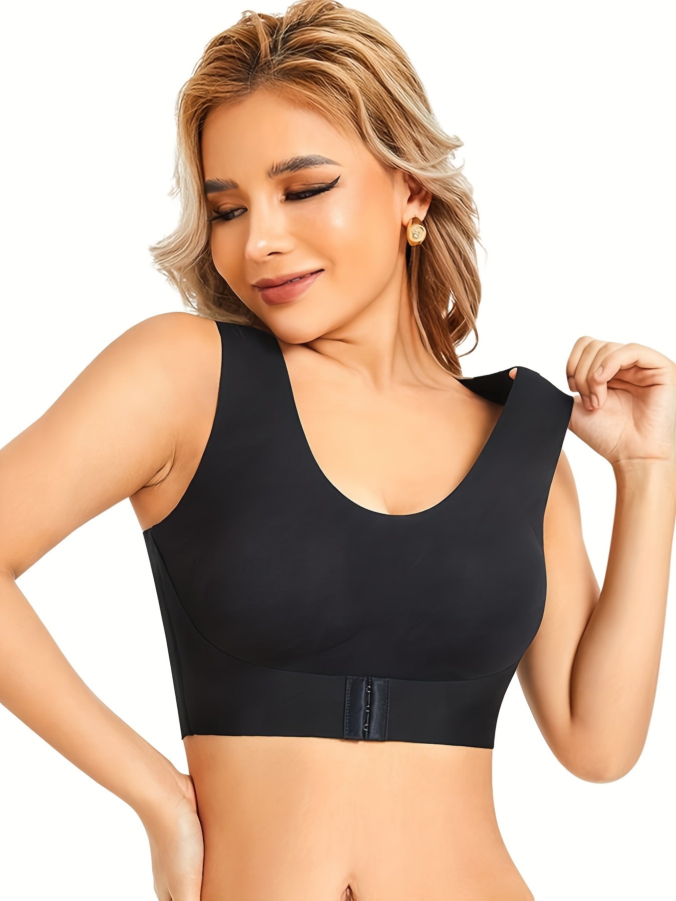 Wireless Sports Bra Front Buckle Running Workout Tank Bra