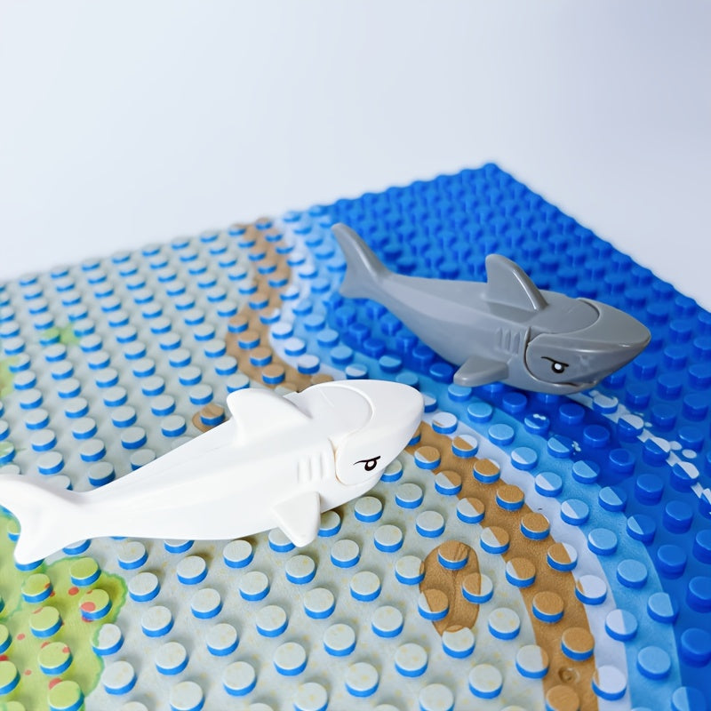 2pcs Shark Underwater World Animal Models DIY Birthday Gift ABS Material Gray