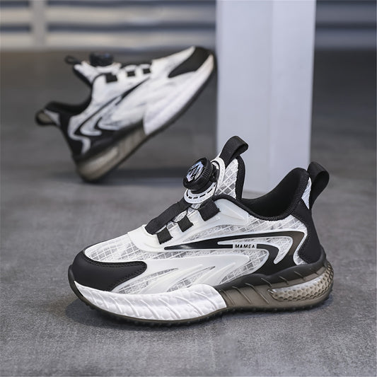 Boy's Running Shoes with Rotating Buckle Anti-Skid Sneakers