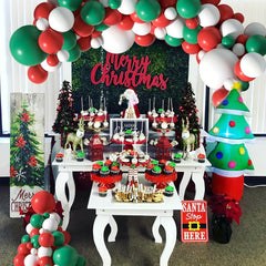 Christmas Balloon Garland Set Green Red Decoration Balloon Strip Tape Glue Dot