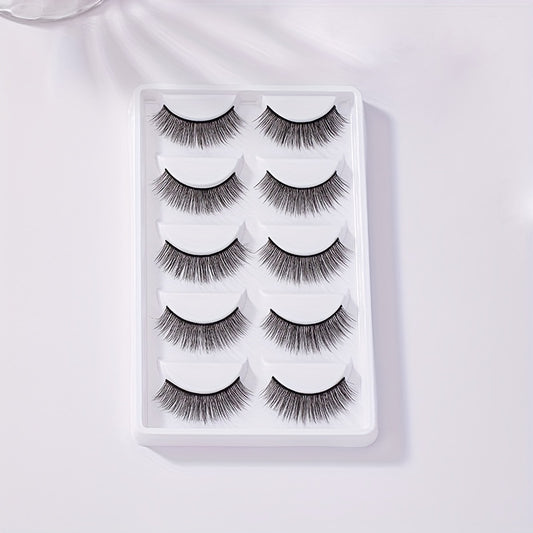 5 Pairs Full Strip False Eyelashes Natural Long Cross False Lashes