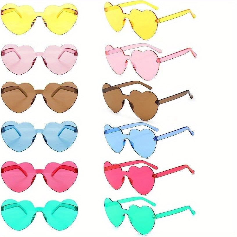 10pcs Candy Heart Sunglasses One piece Decorative Sun Shades Summer Beach Party