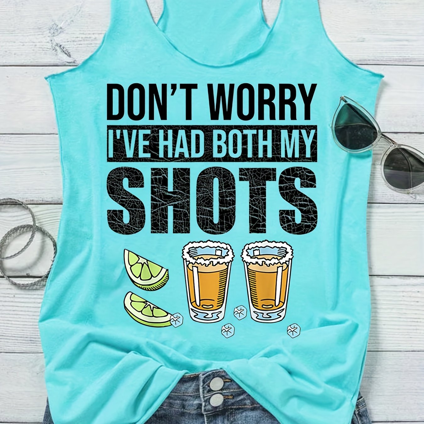 Cup Lemon Letter Print Tank Top Sleeveless Racer Back Summer Sports Top