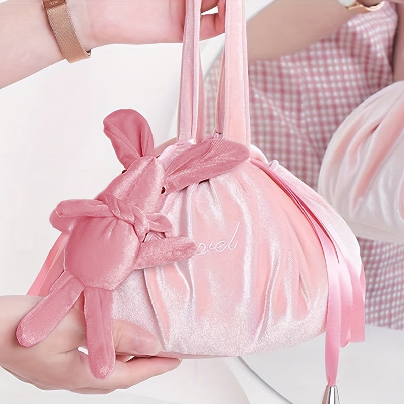 Minimalist Bunny Drawstring Bag for Travel Toiletries