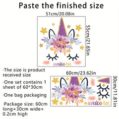 Unicorn Eyelashes Golden Stars Wall Sticker Backdrop Living Room Decor