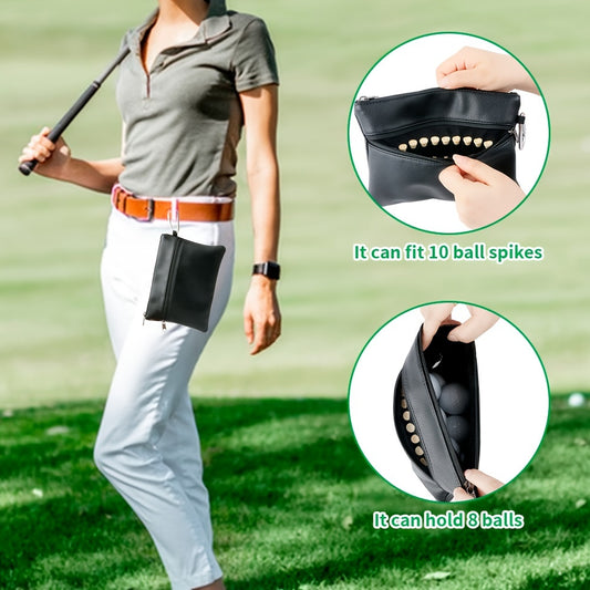 1pc Golf Bag Portable Multifunctional Tool Bag PU Waist Bag with Carabiner