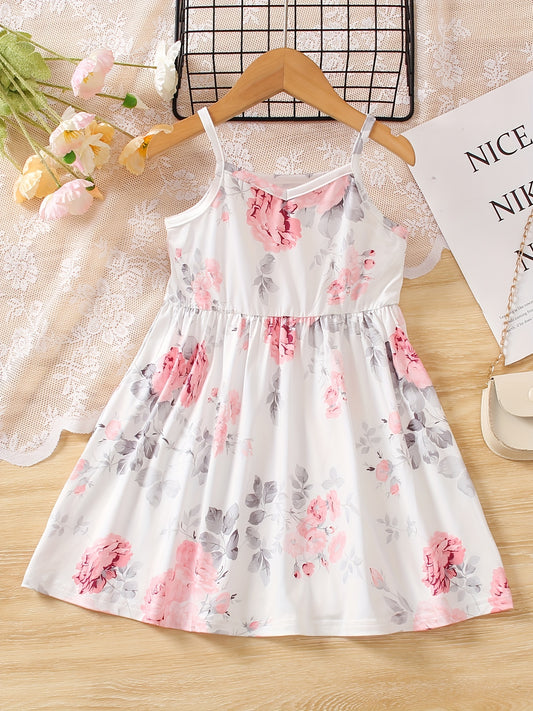 Toddler Girls Flowers Graphic Princess Dress for Party Beach Vacation