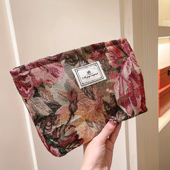 Artistic Flower Pattern Makeup Bag Water Resistant Travel Wash Bag