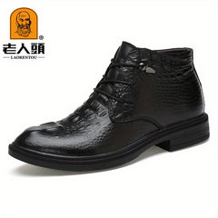 LAORENTOU Crocodile Embossed Oxford Boots