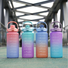 Gradient Plastic Water Cup With Straw Large Capacity