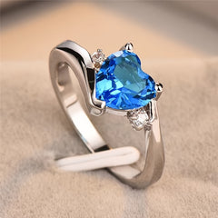 Heart Shaped Crystal Zircon Ring for Women Finger Ring