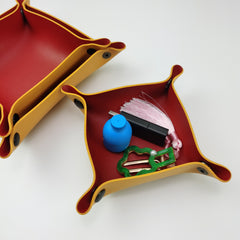 PU Leather Storage Dish Plate Foldable Storage Tray