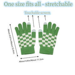 Chessboard Plush Gloves Touch Screen Thickened Warm Gloves