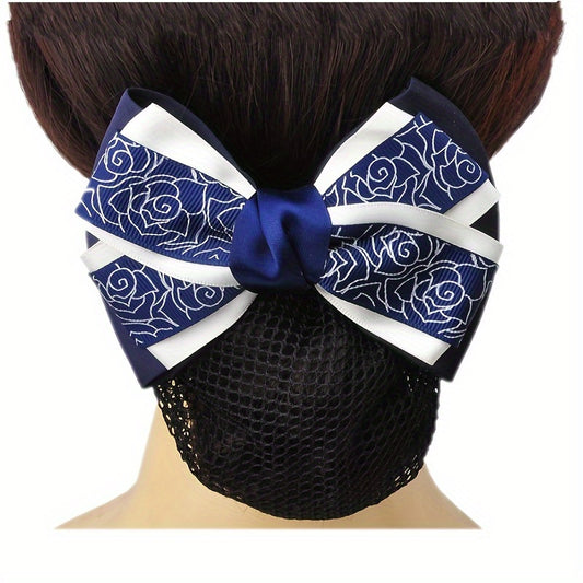 French Clip Bow Decor Hair Bun Net Vintage Barrette Headwear