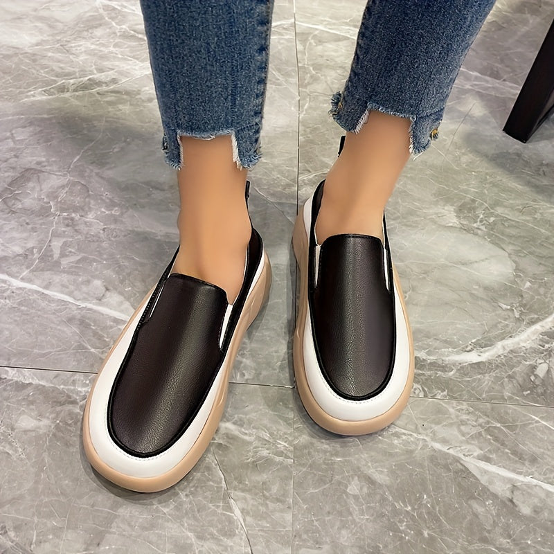 Women's Flat Loafers Soft Sole Slip On Shoes PU Leather Walking Flats