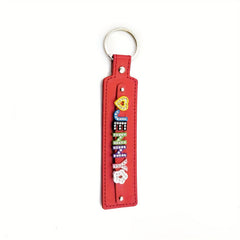 Personalized Red Pet Memorial Keychain with Rhinestone Letters