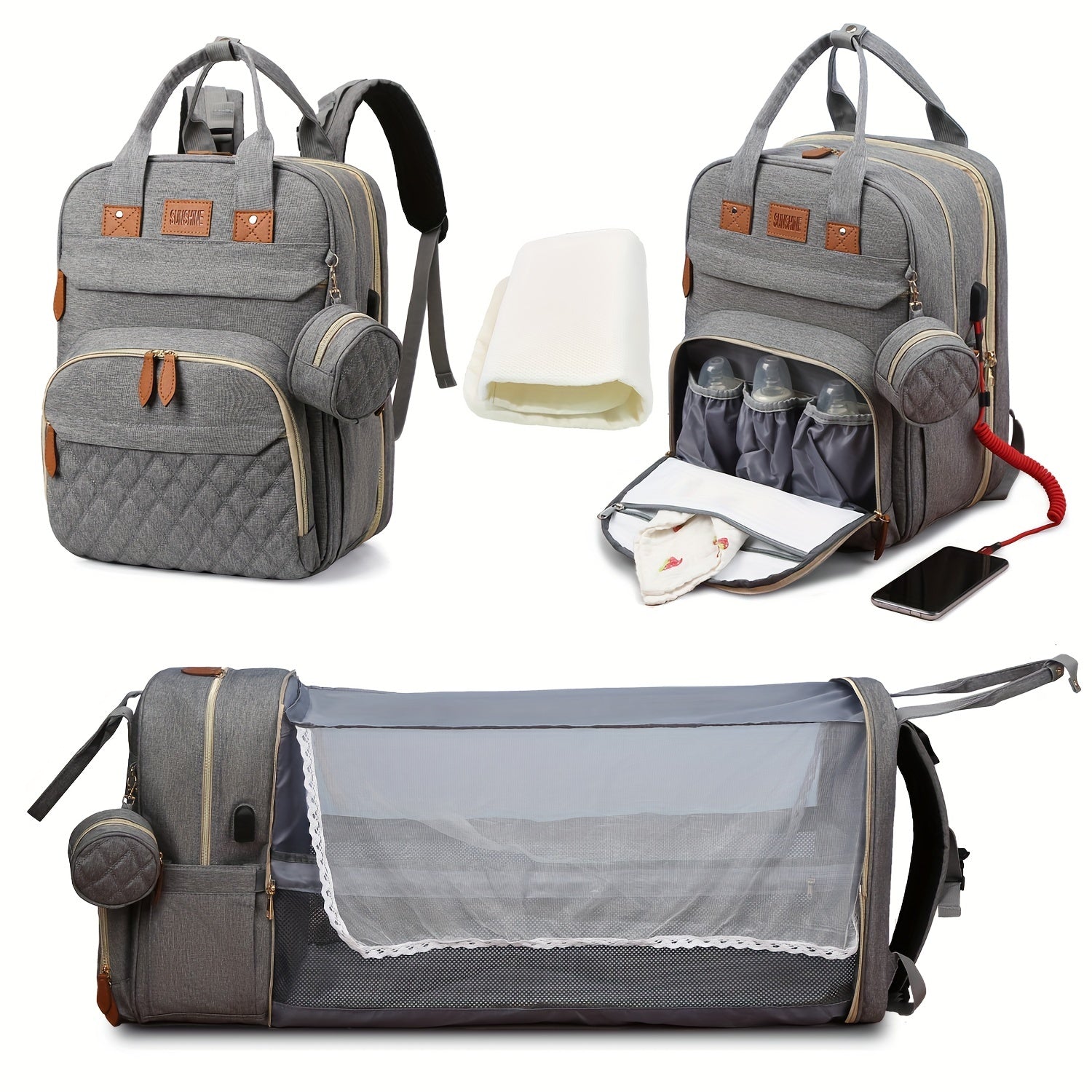 Diaper Bag Backpack with USB Charging Port