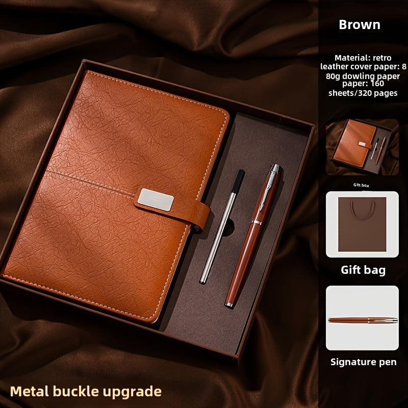 5pcs A5 Business Notebook Gift Set PU Leather Diary with Metal Clasp