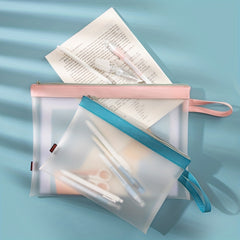Mesh Zipper Pouch 2 Pack A4 Document Bag Double Layers Handle