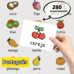 Kids Portuguese Vocabulary Stickers - Colorful Illustrations - Fun Learning