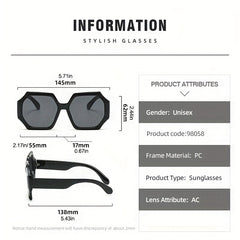 Oversized Polygon Sunglasses UV400 Sun Shades