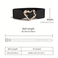 Heart Buckle Elastic Wide Belt Solid Waistband Women Decorative Girdle