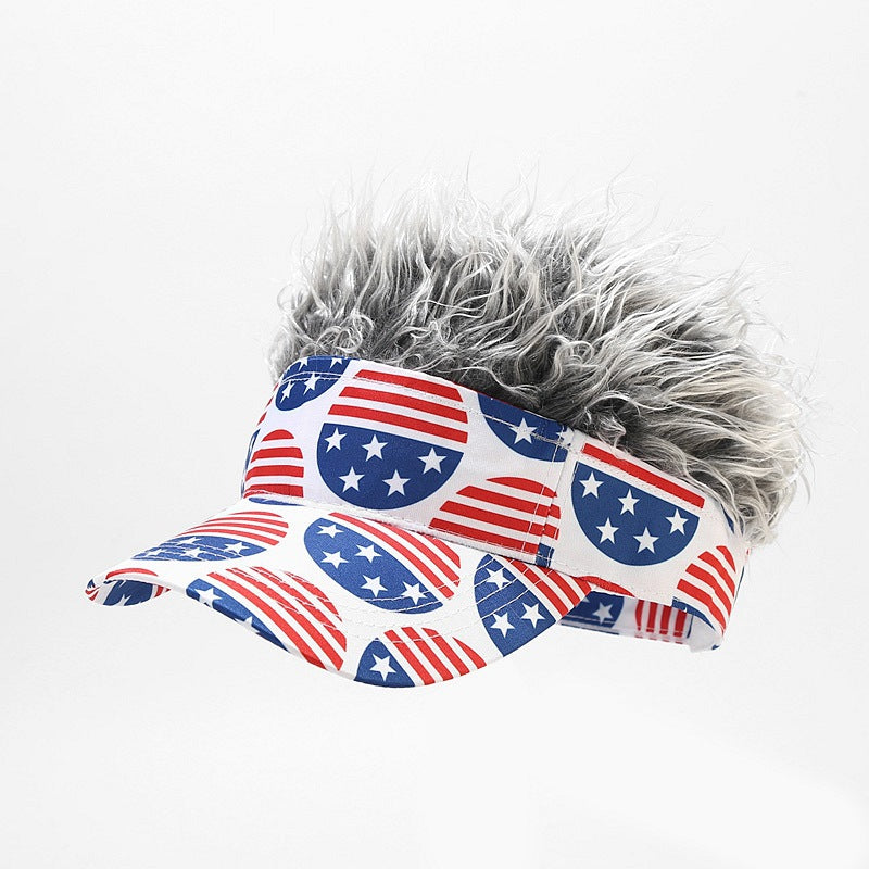 Sun Visor Hat With Spiked Hairs Baseball Cap
