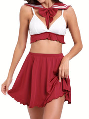 Sexy Sailor Role Play Costume Crop Top & Skirt Lingerie Set