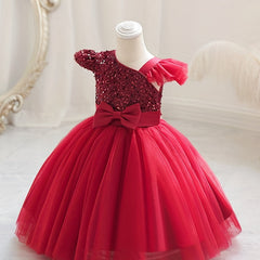 Bowknot Sequin Mesh Gown Dress for Baby Girls - Perfect for Parties