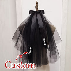 Customizable Layer Bridal Veil with Bowknot Personalized Text or Name Mesh