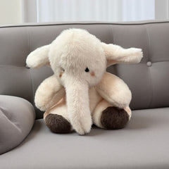 Soft Cream Elephant Plush Toy with Brown Accents for Kids