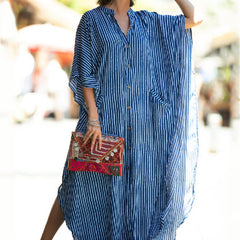 Bohemian Striped Beach Dress Casual Every Vacation Dress For Spring & Summer