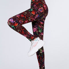 Heart Print High Waist Cropped Pants