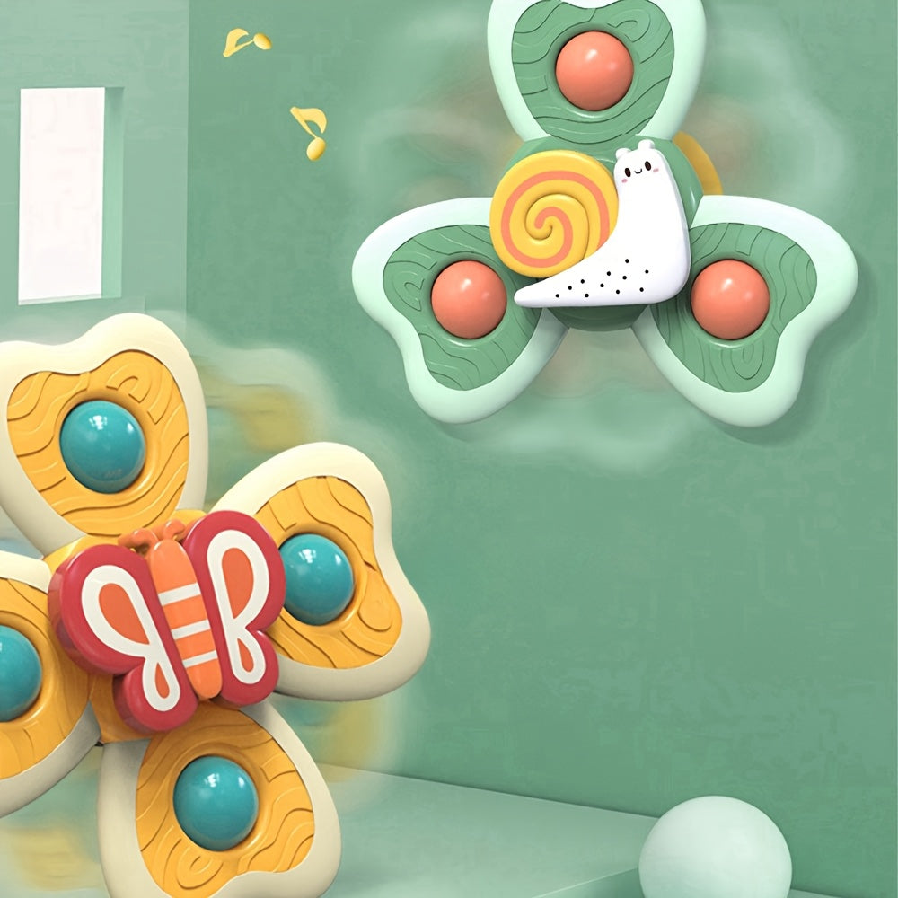 4pcs Animal Rotating Suction Cup Gyroscope Toy Set for Kids Bath Time Play