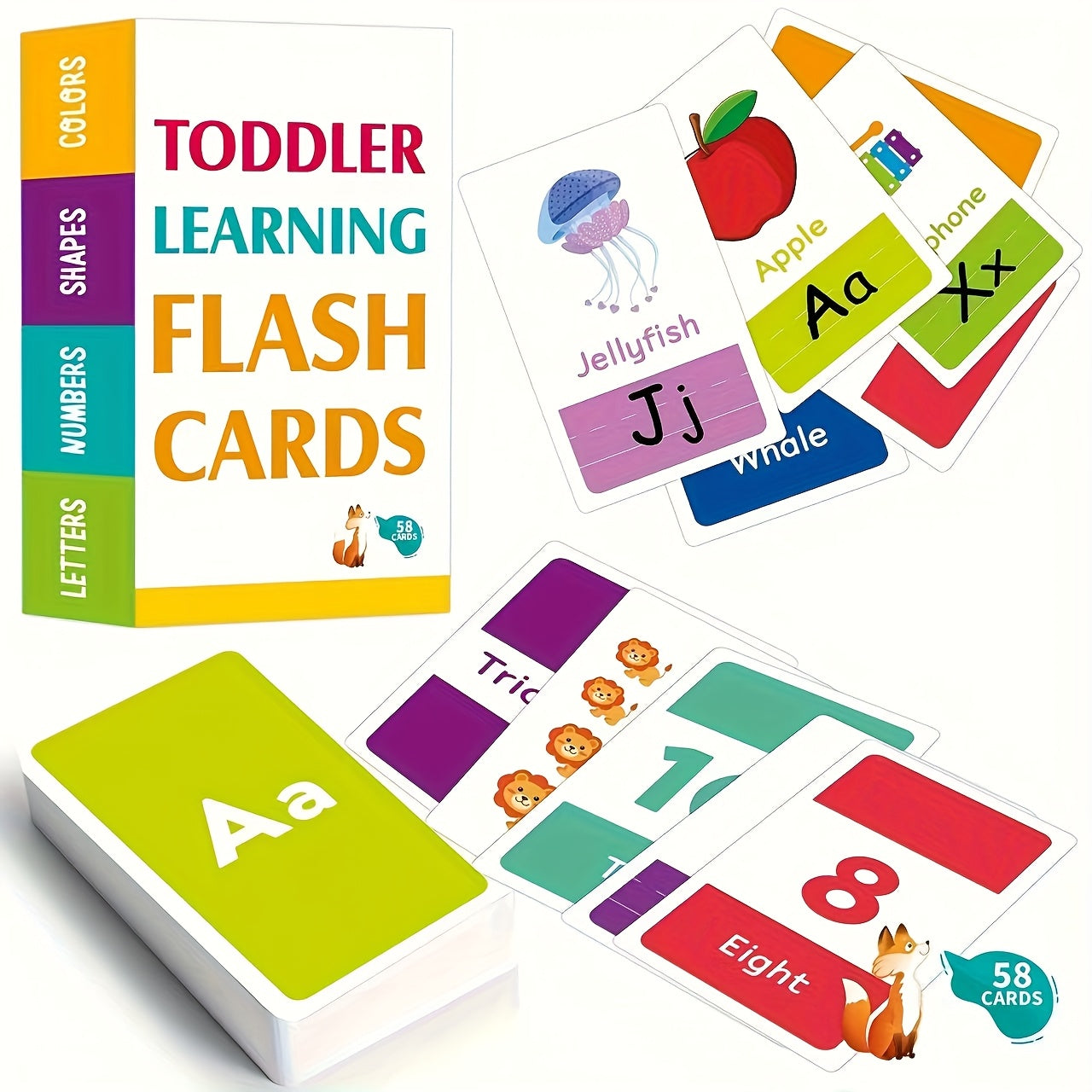 Kids Flash Cards Alphabet Colors Shapes Numbers Double Sided Educational Toys