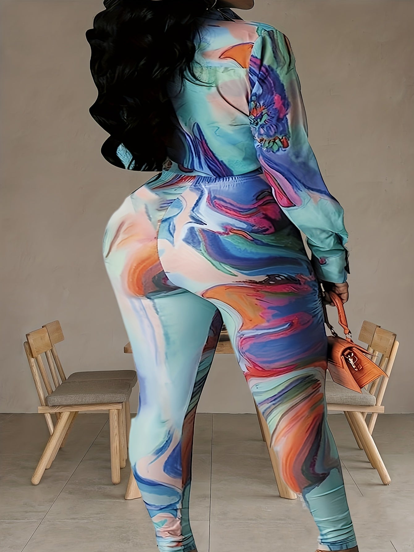  Tie Dye Long Sleeve Blouse & Leggings Set