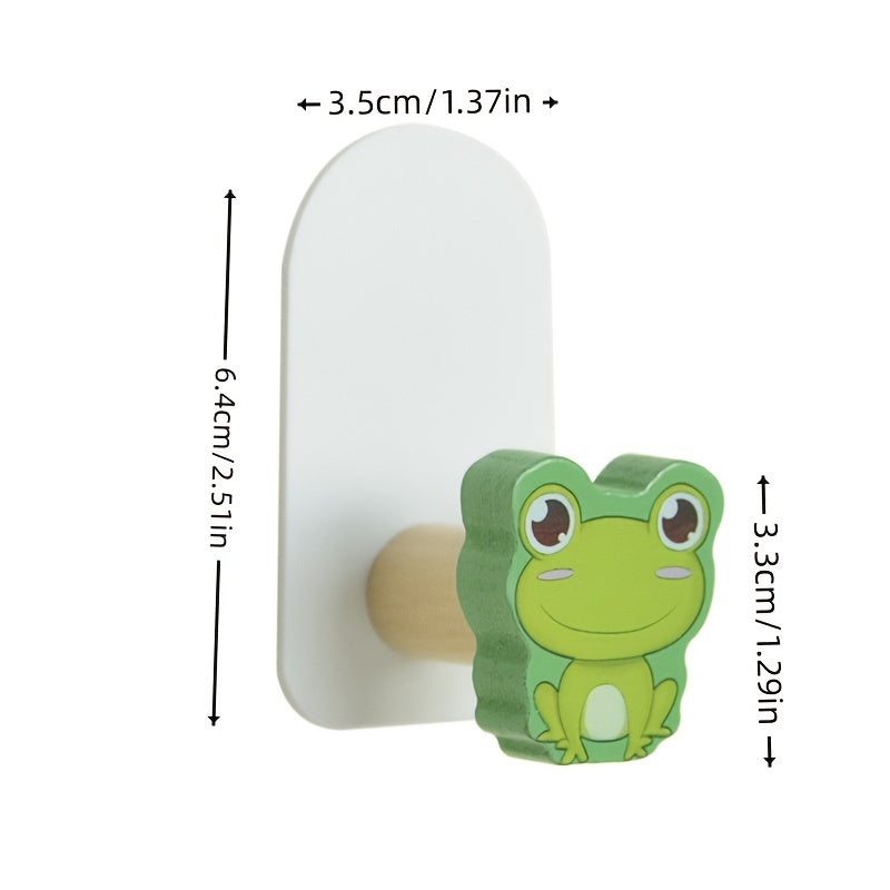 2pcs Wooden Hook Bathroom Entrance Wall Punch Paste Hook