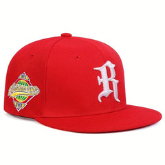 Gothic R Embroidery Snapback Hat Solid Hip Hop Baseball Cap Unisex