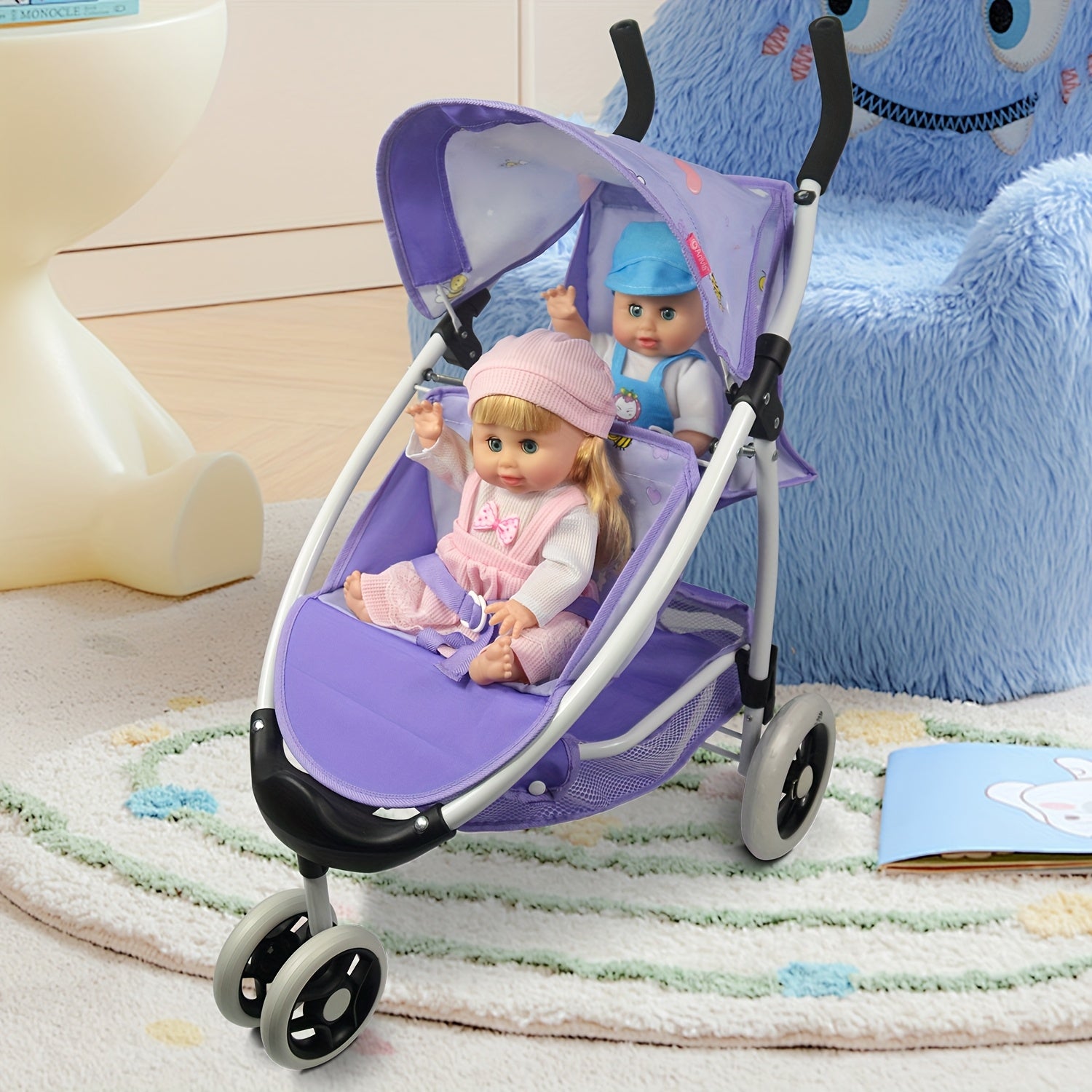 ANIVIA Twin Doll Stroller Pink & Purple
